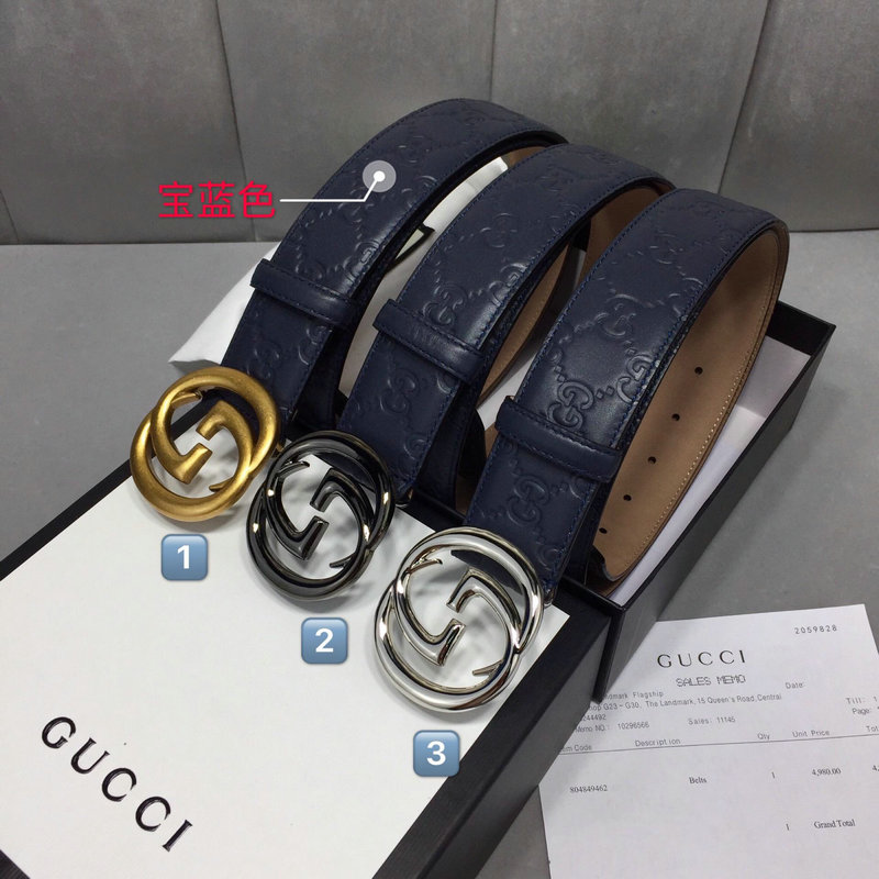 グッチ GUCCI 2057-GG411924L 019年最新入荷 ベルト ダブル G バックル レザー カーフスキン 幅4cm