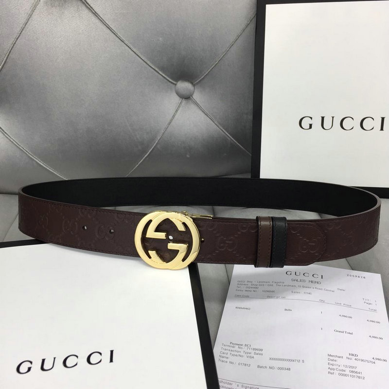 グッチ GUCCI 057-GG473030 2019年最新入荷 ベルト ダブル G バックル レザー カーフスキン 幅3.7cm