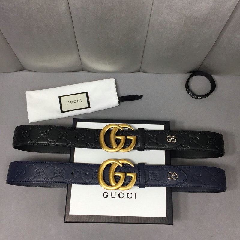 グッチ GUCCI 2019年最新入荷 ベルト ダブル G バックル レザー カーフスキン 幅4cm