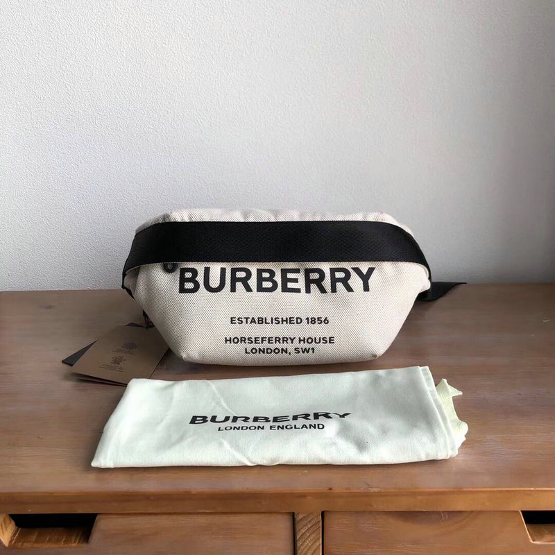 バーバリー BURBERRY  063-BR1856 2019年最新入荷 ウェストバッグ チェストバッグ ベルトバッグ キャンパス ボディバッグ 白