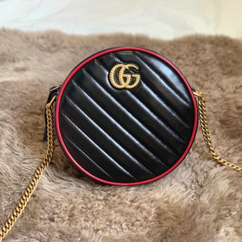 グッチ GUCCI  063-GG550154KR 2019年最新入荷 GGマーモント ラウンド ミニ ショルダーバッグ イブリングバッグ カーフスキン