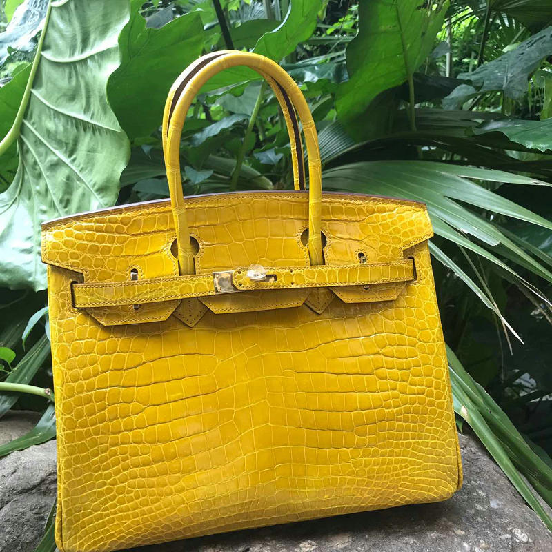 エルメス HERMES  063-HBK30SGY 2019年最新入荷 バーキン 25 トートバッグ トップハンドバッグ クロコダイル 手作り ゴールド金具