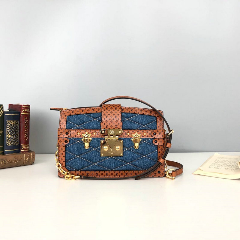 ルイヴィトン LOUISVUITTON  063-M55047 2019年最新入荷 トランククラッチ 斜めがけ ショルダーバッグ デニム レディースかばん