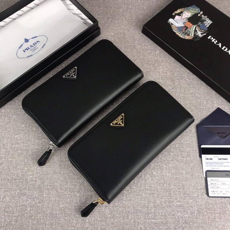 プラダ PRADA 063-PD1ML506 2019年最新入荷 ジッピーウォレット ラウンドファスナー長財布 カーフレザー 黒