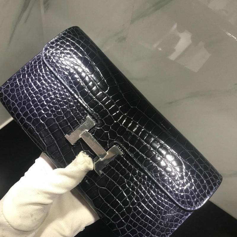 エルメス HERMES 063-HE709ESH 2019年最新入荷 コンスタンス ロングウォレット 二つ折り長財布 手持ち鞄 クロコダイル革