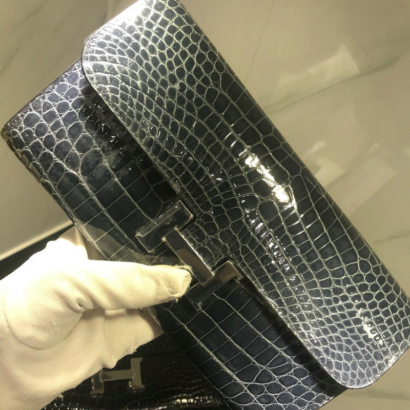 エルメス HERMES 063-HE709ETH 2019年最新入荷 コンスタンス ロングウォレット 二つ折り長財布 手持ち鞄 クロコダイル革