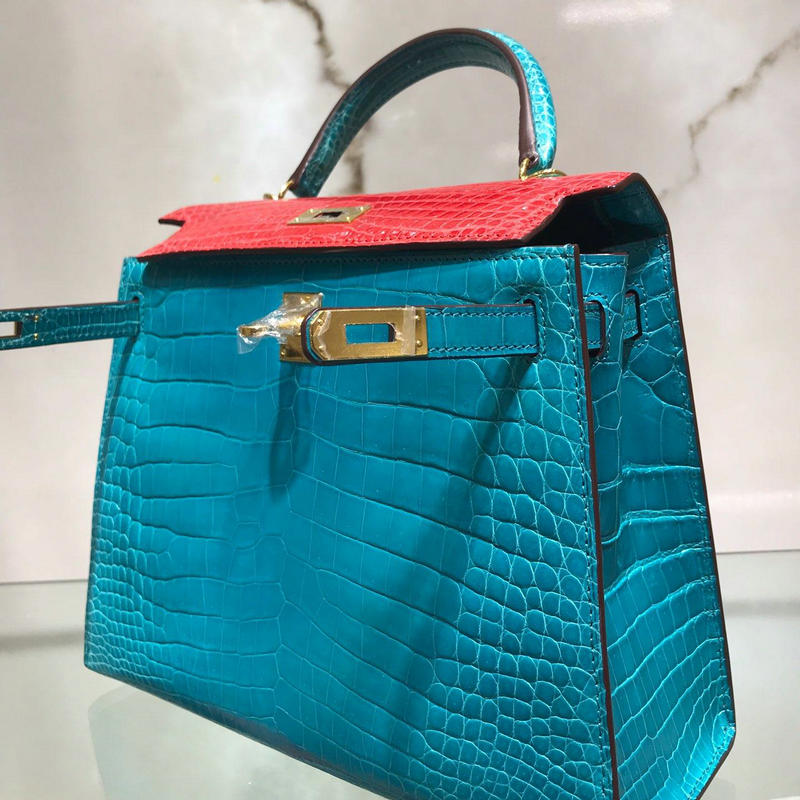 エルメス HERMES  063-HKL25EPLR 2019年最新入荷 ケリー 25 トートバッグ 2way ショルダーバッグ レディースかばん クロコダイル革 バイカラー
