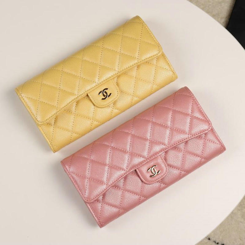 商品名称：シャネル CHANEL 063-CH80758Q 2019年最新作 フラップ 二つ折り長財布 小銭入れ コインケース カードケース キャビアスキン
