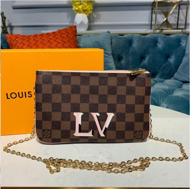 商品名称：ルイヴィトン LOUISVUITTON  057-N60254 2019年最新入荷 ポシェット ドゥーブル ジップ ダブルファスナー ポーチ 手持ちかばん チェーンウォレット ダミエ