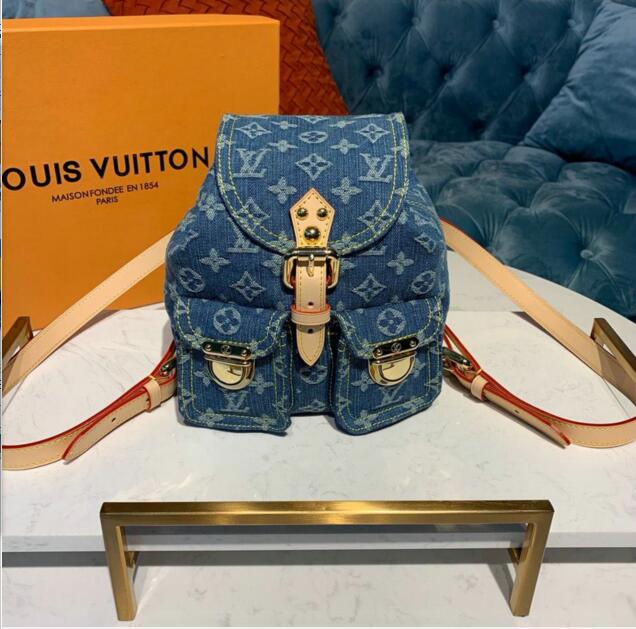 商品名称：ルイヴィトン LOUISVUITTON  057-M44461 2019年最新入荷 バックパック レディース リュック リュックサック デニムキャンパス ブルー カジュアル 通学