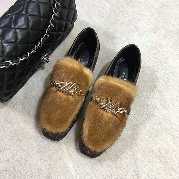 商品名称：ルイヴィトン LOUISVUITTON 26-LVJ20015  2020年秋冬最新入荷 ローファーシューズ レディースシューズ ローヒールシューズ 靴 ミンクウール