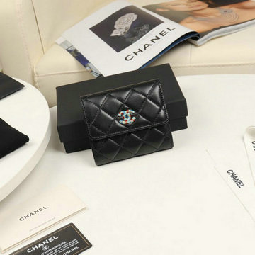 シャネル CHANEL 2019年最新入荷 クラシック ポーチ 三つ折り短財布 フラップ ショートウォレット ラムスキン