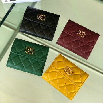 シャネル JS-CH0794Z  CHANEL 2019年最新入荷 三つ折り短財布 ショートウォレット 小銭入れ ラムスキン