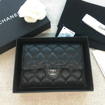 シャネル CHANEL JS-CH84341YK  2019年最新入荷 三つ折り中財布 フラップ短財布 ウォレット コインケース 小銭入れ キャビアスキン