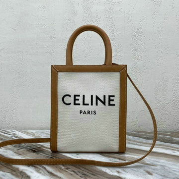 CELINE DDB-CE193302BKF セリーヌ 2020年最新入荷 スモール バーティカル カバ ハンドバッグ トートバッグ トリオンフキャンバス カーフスキン