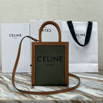 CELINE DDB-CE193302FHK セリーヌ 2020年最新入荷 スモール バーティカル カバ ハンドバッグ トートバッグ トリオンフキャンバス カーフスキン