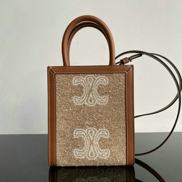 CELINE セリーヌ DDB-CE193302FMK 2020年最新入荷 スモール バーティカル カバ ハンドバッグ トートバッグ テキスタイル カーフスキン