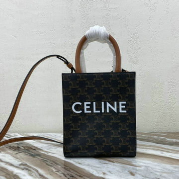 CELINE セリーヌ DDB-CE194372  2020年最新入荷 スモール バーティカル カバ ハンドバッグ トートバッグ テキスタイル カーフスキン
