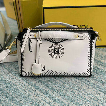 フェンディ FENDI DDB-FD8BL146 2020年最新入荷 バイ ザ ウェイ ミディアム ボストンバッグ トートバッグ 2way ショルダーバッグ ホワイトレザー プリント
