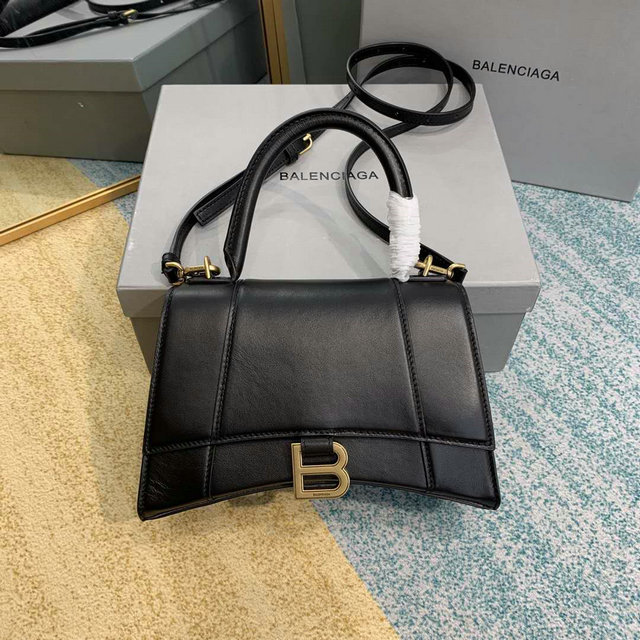 バレンシアガ BALENCIAGA DD-BA8895BK 2020年最新入荷 アワーグラスシェイプ スモール トップハンドルバッグ トートバッグ 2way ショルダーバッグ カーフレザー