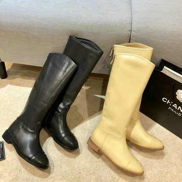 シャネル CHANEL 26-CHJ20123  2020年秋冬最新入荷 ロングブーツ ローヒールシューズ レディースシューズ カーフレザー 靴