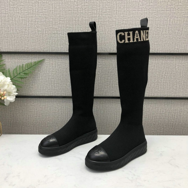 商品名称：シャネル CHANEL 26-CHJ20126Z  2020年秋冬最新入荷 ロングブーツ フラット ソックスブーツ レディースシューズ カーフレザー 靴