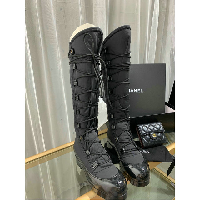 シャネル CHANEL 26-CHJ20120  2020年秋冬最新入荷 ロングブーツ ローヒールシューズ レディースシューズ パラシュートクロス