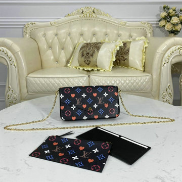 ルイヴィトン LOUISVUITTON 057-M61276K  2020最新入荷 ポシェット フェリシー チェーンウォレット 長財布 ショルダーバッグ モノグラム マルチカラー ブラック