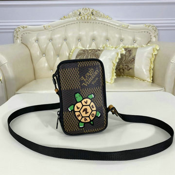 ルイヴィトン LOUIS VUITTON 057-N40377  2020年最新入荷 ダブル フォン ポーチ スマートフォンケース 携帯ケース ショルダーバッグ ダミエエベヌ ジャイアント キャンバス