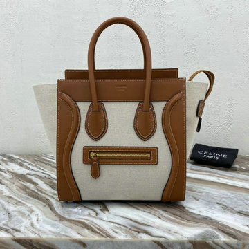 セリーヌ CELINE CE167793FBK 2020年最新入荷 ナノ ラゲージバッグ トートバッグ ハンドバッグ テキスタイル カーフレザー