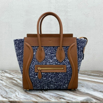 セリーヌ CELINE DDB-CE167793HLK 2020年最新入荷 ナノ ラゲージバッグ トートバッグ ハンドバッグ テキスタイル ナチュラル カーフスキン