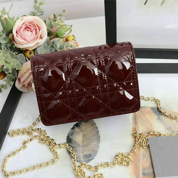 クリスチャンディオール CHRISTIAN DIOR 025-CD6402JH 2020年最新入荷 LADY DIOR ポーチ チェーンウォレット 手持ちかばん パテントレザー
