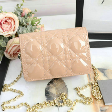 クリスチャンディオール CHRISTIAN DIOR 025-CD6402QF 2020年最新入荷 LADY DIOR ポーチ チェーンウォレット 手持ちかばん パテントレザー