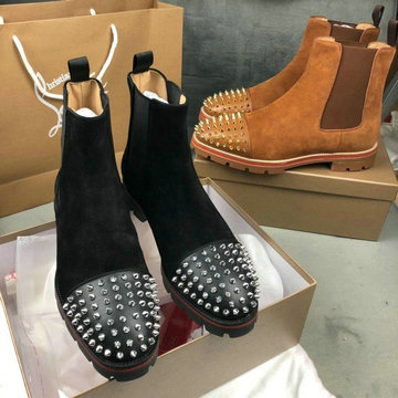 クリスチャンルブタン CHRISTIAN LOUBOUTIN 26-CLJ20018 2020年秋冬最新入荷 ショートブーツ フラットシューズ カーフレザー リベット付き メンズシューズ 靴