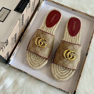 グッチ GUCCI 26-GGJ20060　2020年秋冬最新入荷 GGキルティング キャンバス ウィメンズ エスパドリーユ サンダル レディース スリッパ ミュール
