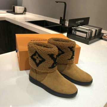 商品名称：ルイヴィトン LOUISVUITTON 26-LVJ20075　2020年秋冬最新入荷 スノードロップ ライン アンクルブーツ フラットシューズ 暖かい レディースシューズ ウール