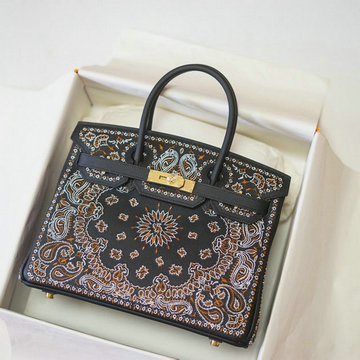 エルメス HERMES 063-HBK30CBK 2020年最新入荷 バーキンバッグ ハンドバッグ トートバッグ レディースかばん 刺繍