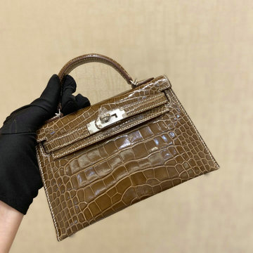 エルメス HERMES 063-HKL19LEJKF 2020年最新入荷 ミニ ケリー トップハンドルバッグ トートバッグ クロコ革 レディースかばん