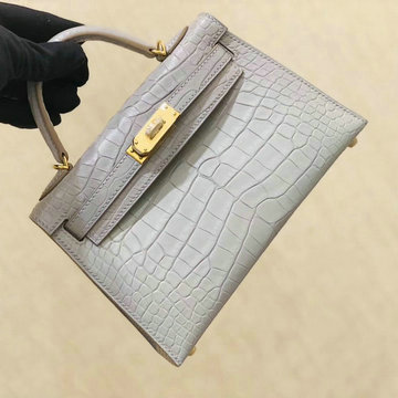 エルメス HERMES063-HKL19WEJZH  2020年最新入荷 ミニ ケリー トップハンドルバッグ トートバッグ クロコ革 レディースかばん