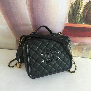 シャネル CHANEL  CH93342QQBK 2020年最新入荷 ヴァニティー ケース ハンドバッグ 斜め掛け ショルダーバッグ 化粧箱 レザー