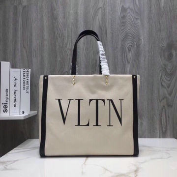 ヴァレンティノ Valentino  99-VL0978K 2020年最新入荷 スモール ショッピングバッグ VLTN プリント トートバッグ ハンドバッグ キャンパス