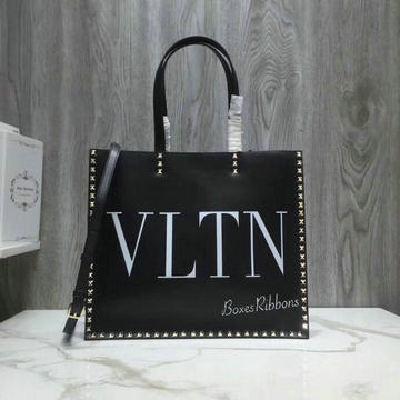ヴァレンティノ Valentino  99-VL0978Q 2020年最新入荷 スモール ショッピングバッグ VLTN プリント トートバッグ ハンドバッグ レザー
