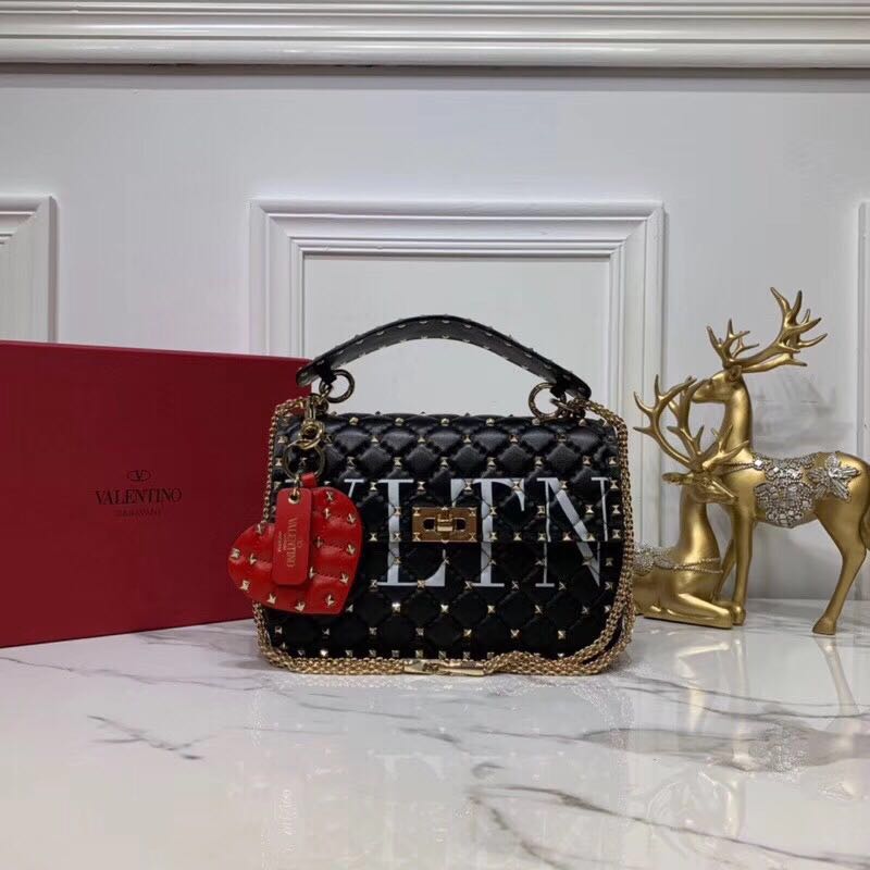 ヴァレンティノ Valentino 99-VLB20001 2020年最新入荷 トップハンドルバッグ ロックスタッズ VLTN プリント トートバッグ 2way チェーンバッグ