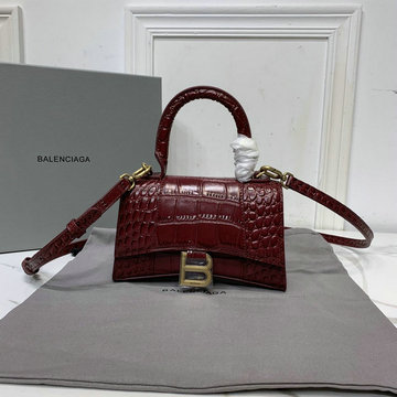 バレンシアガ BALENCIAGA DDB-BA8896E 2020年最新入荷 アワーグラスシェイプ スモール トップハンドルバッグ トートバッグ 2way ショルダーバッグ カーフレザー