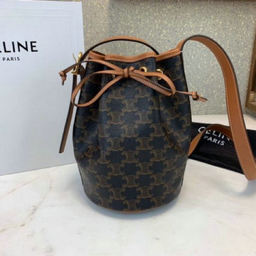セリーヌ CELINE DDB-CE191142 2020年最新作 ミディアム バケットバッグ ハンドバッグ ショルダーバッグ レディースかばん トリオンフキャンバス カーフスキン