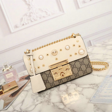 グッチ GUCCI  057-GG432182XB 2020年最新入荷 Padlock ショルダーバッグ フラップバッグ キャンパス カーフスキン レディース