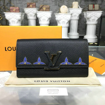 ルイヴィトン LOUISVUITTON  057-M63211L 2020年最新入荷 カプシーヌ コンパクト 二つ折り長財布 カードケース 札入れ ロングウォレット レザー