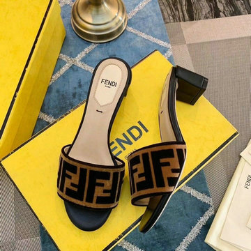 フェンディ FENDI 26-FDJ20016D 2020年夏最新入荷 スライドサンダル ファブリック ローヒールシューズ サマーサンダル ミュール エラスティックバンド付き スリッパ