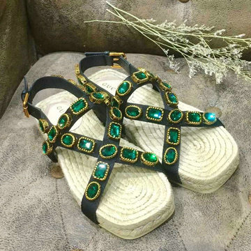 グッチ GUCCI 26-GGJ20039 2020年夏最新入荷 エスパドリーユ サンダル ウィメンズ ミュール スリングバック シューズサマーサンダル
