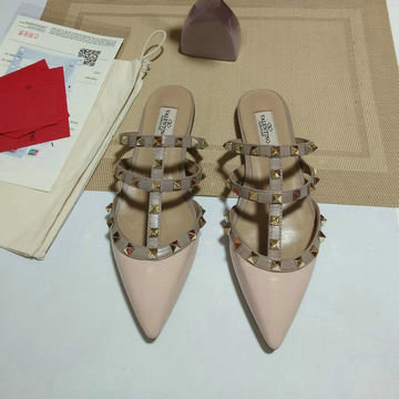 ヴァレンティノ Valentino 26-VTJ20033QF 2020年夏最新入荷 ロックスタッズ パテントレザー ミュール サマーサンダル スリッパ フラットシューズ とんがりトウ